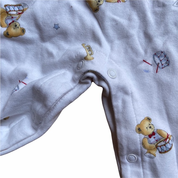 Pant Jumper Jumpsuit Onesie Sz 6 months Drummer Teddy Bear Print Outfit Vintage - Picture 3 of 6